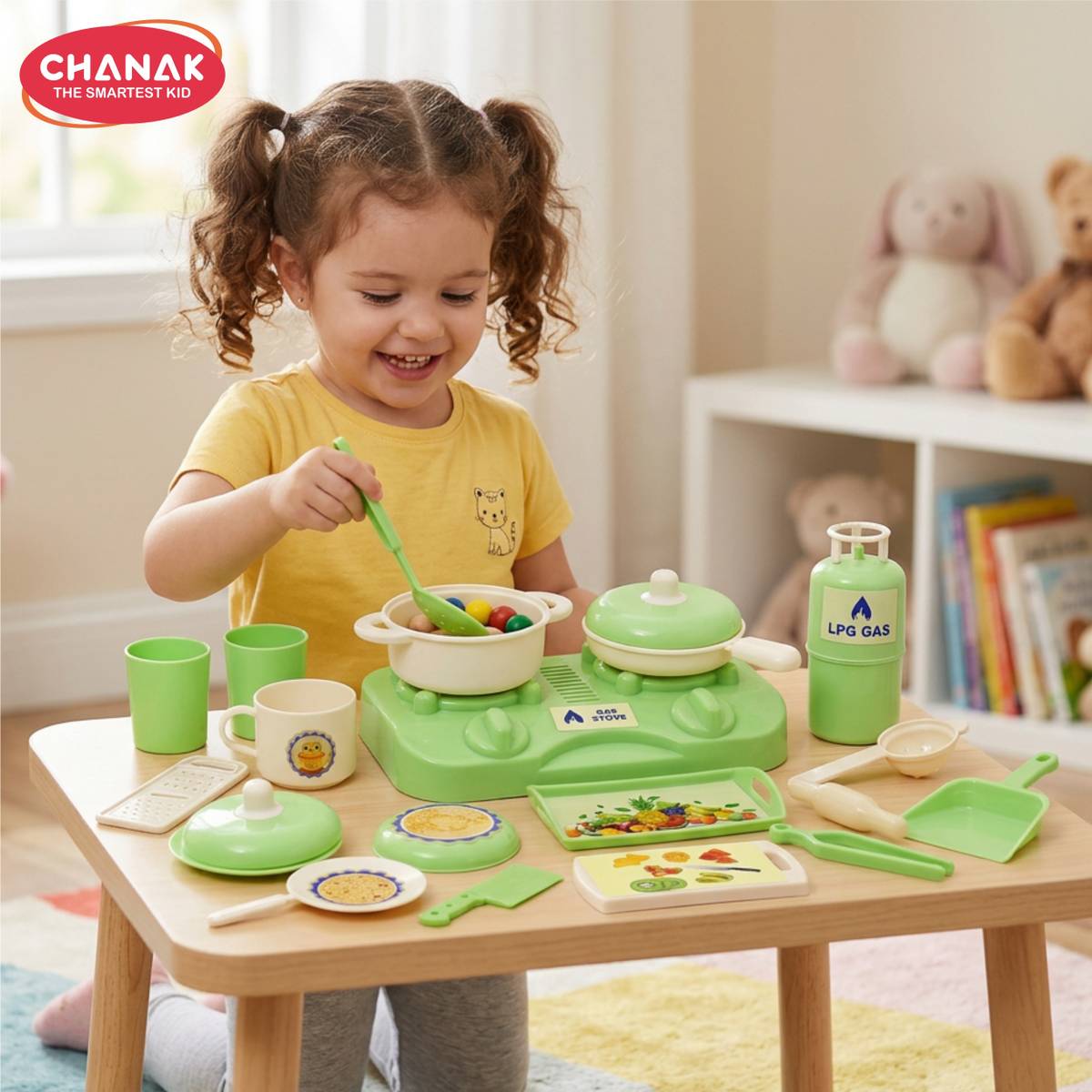 CHANAK Kitchen Fresh Pretend Play Cook Set for Kids with Stove & Utensils (Green) — photo 6