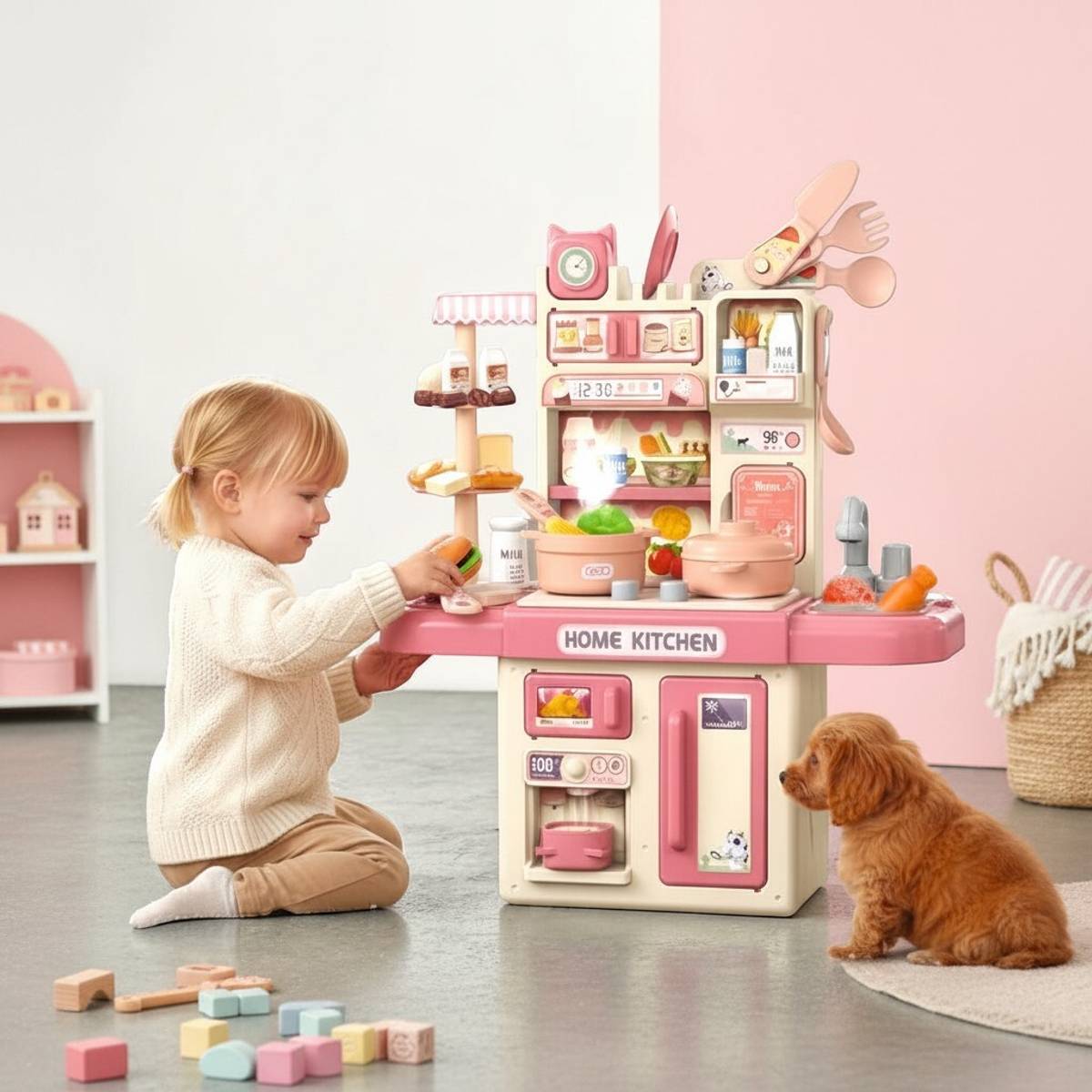 Kids Dream Home Kitchen Play Set with Running Water Sink, Cooking Stove — photo 6