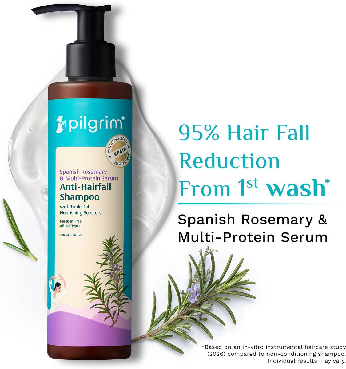 Pilgrim Spanish Rosemary Anti Hairfall Shampoo for Women & Men | Promotes Hair Growth — photo 6