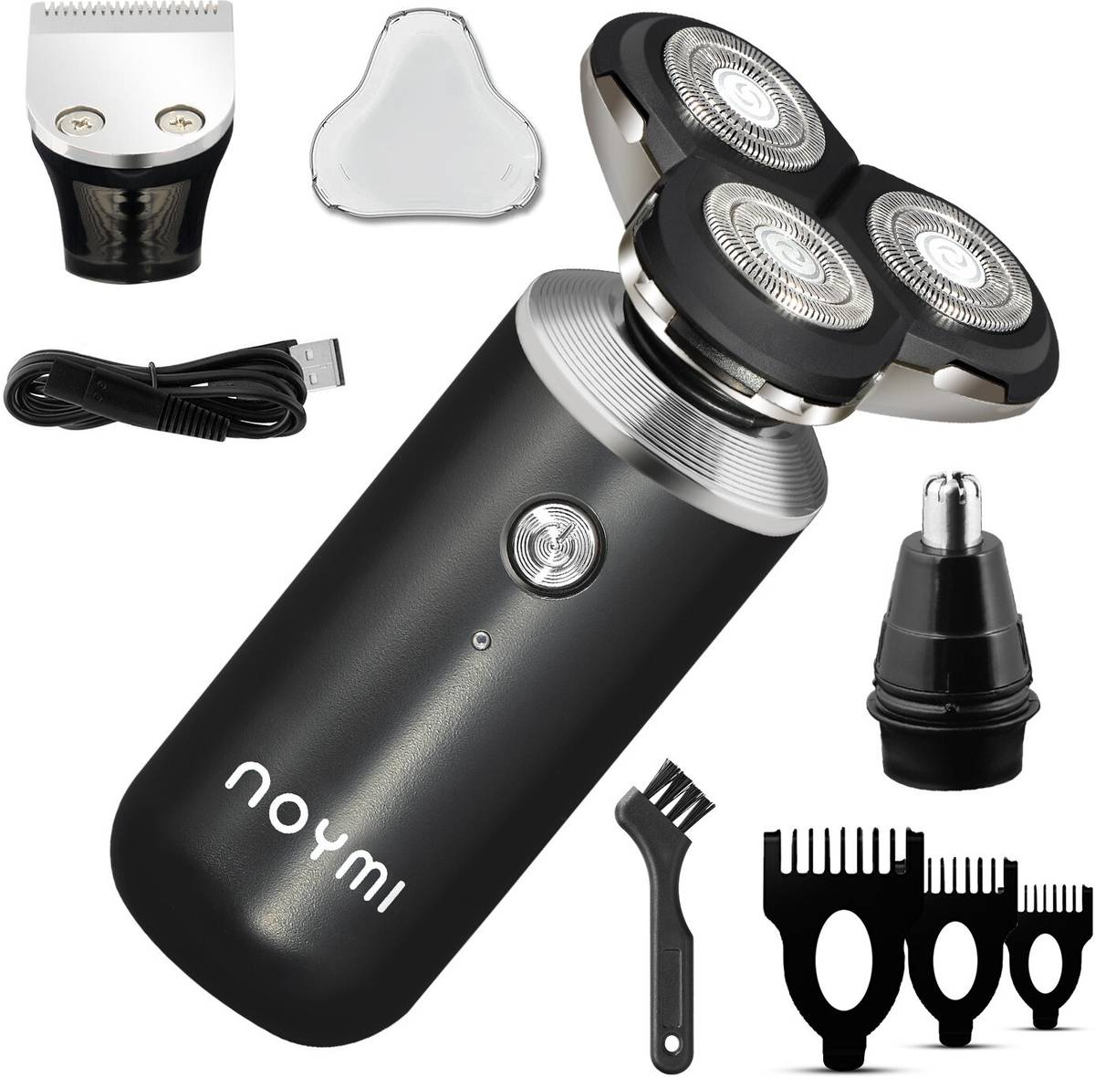 Rechargeable 100% Waterproof IPX7 Electric Shaver Wet & Dry Rotary Shavers for Men Electric Shaving Razors Trimmer, BLACK Shaver For Men — photo 6