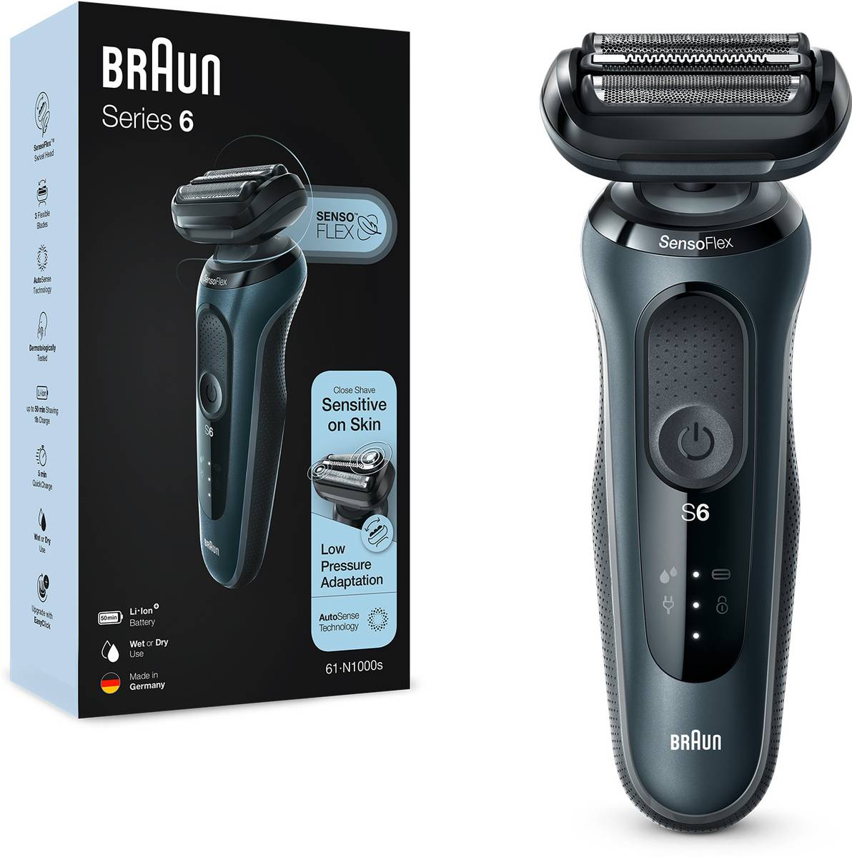 Braun Electric Shaver for Men, Series 6 61-N1000S SensoFlex Wet & Dry Foil   Shaver For Men — photo 6