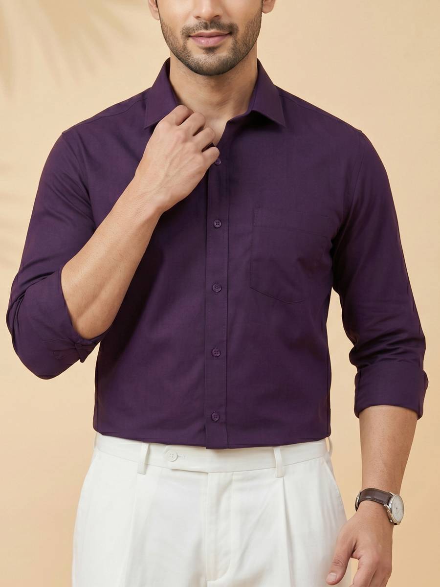 Webric Men Solid Formal Purple Shirt — photo 6