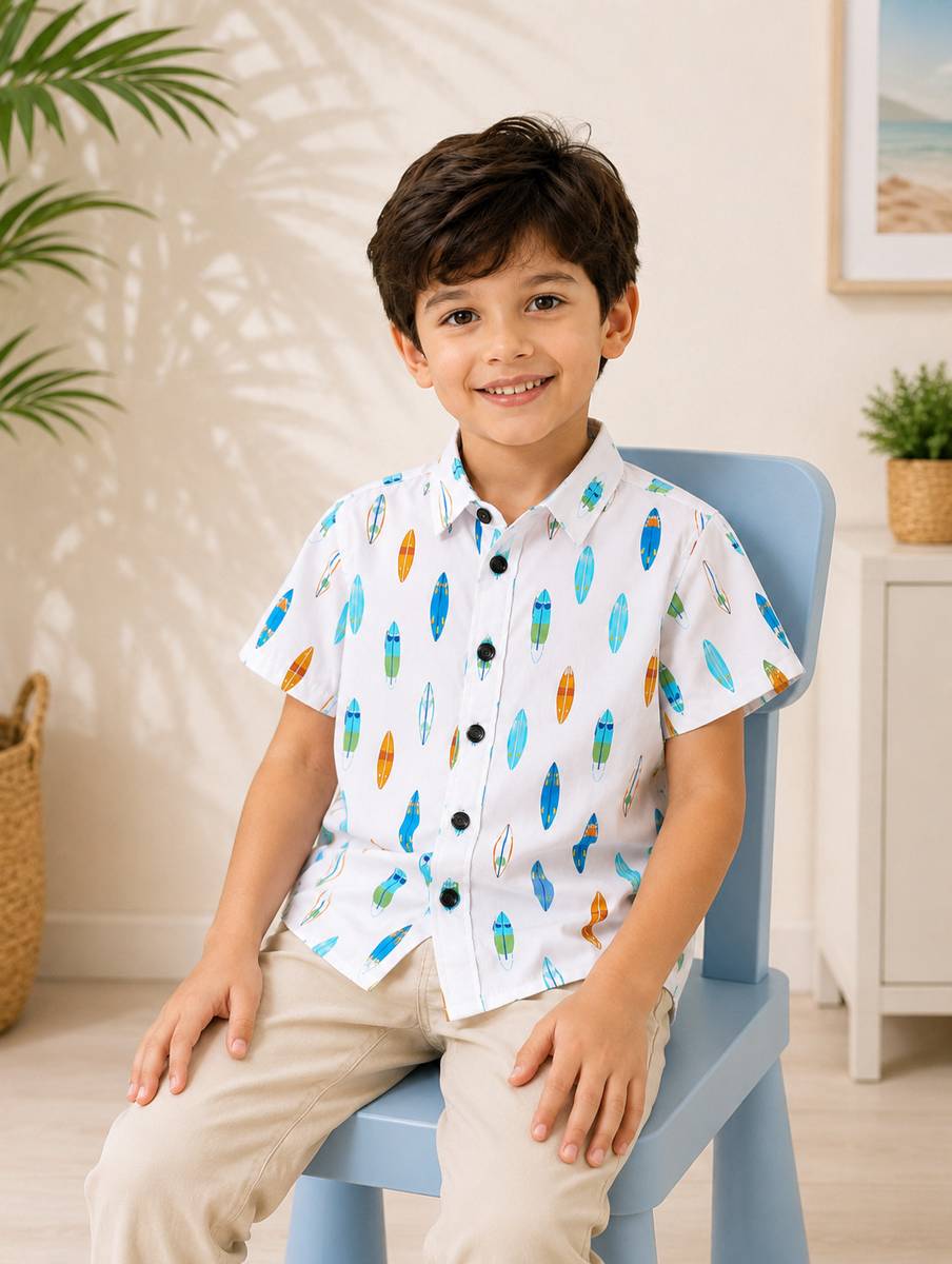 Flyway Boys Printed Casual White Shirt — photo 4