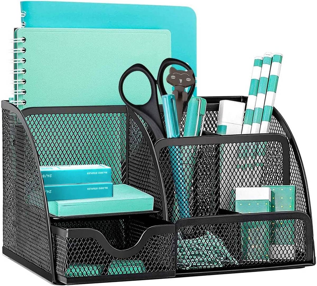 7 Compartments Metal Mesh Desk Organizer Stationery Holder for Home Office — photo 6