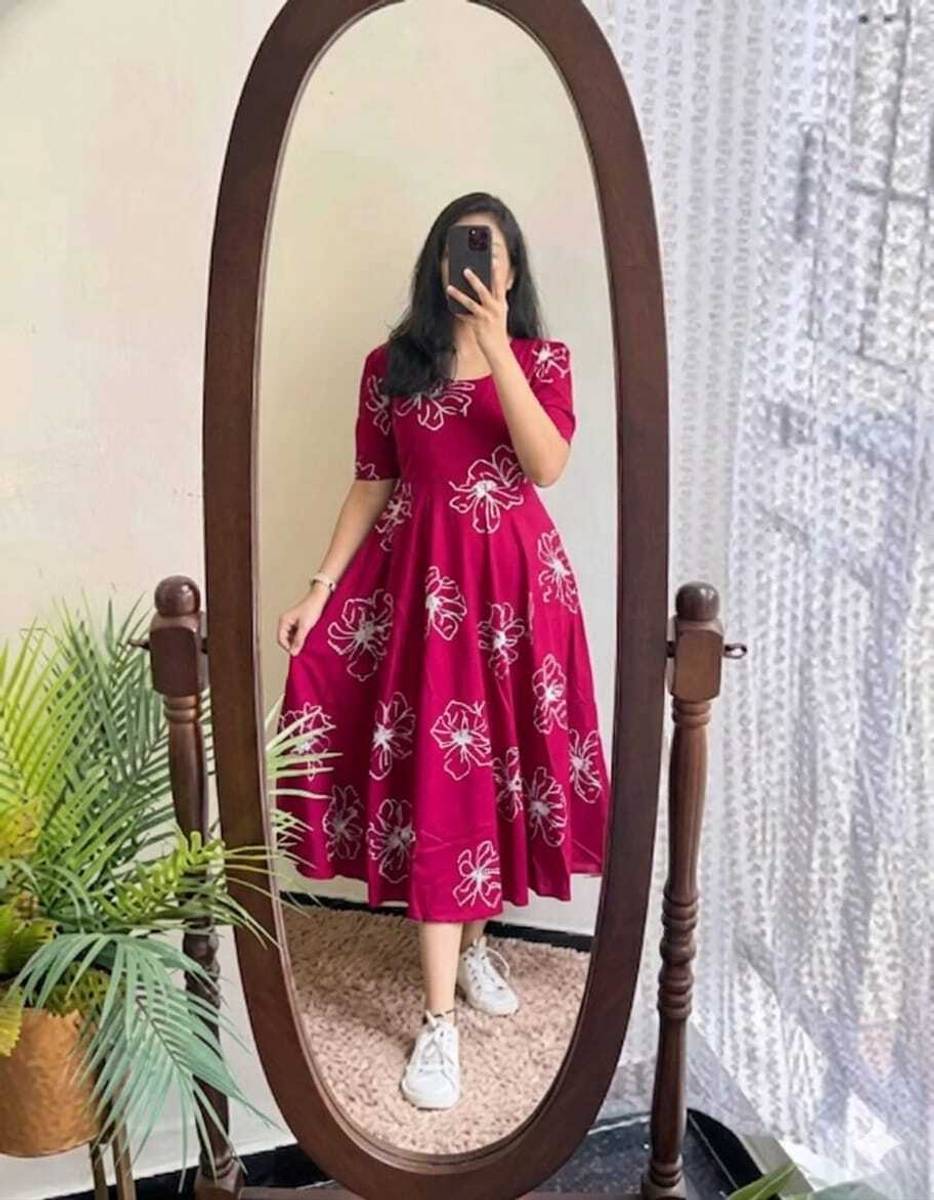 Anseetaram Women Fit and Flare Pink Midi/Calf Length Dress — photo 4
