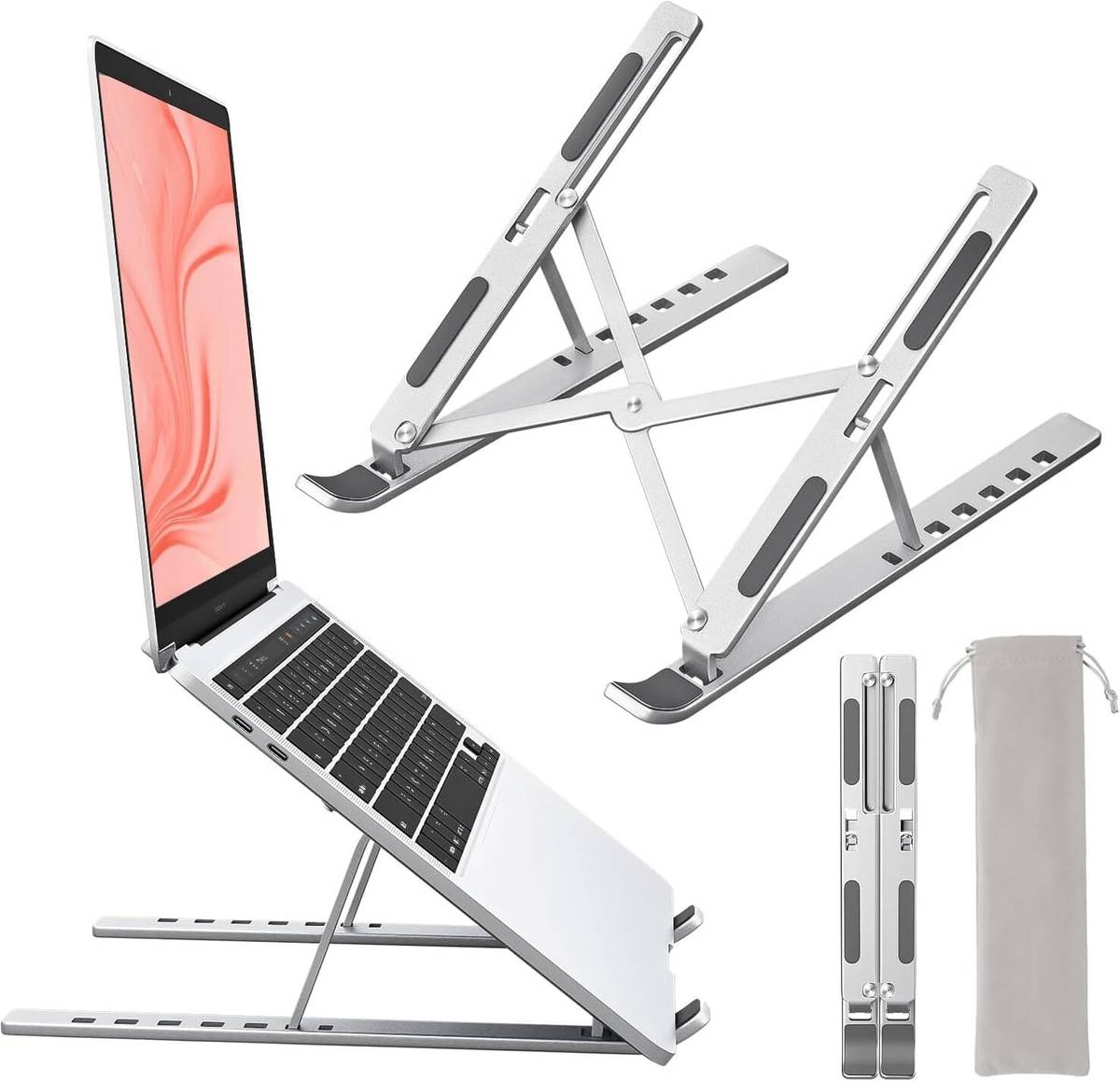 6 Angles Adjustable Aluminum Foldable Tabletop Laptop / Desktop Riser Stand Laptop Stand_01 Aluminium Laptop Stand with Adjustable Height Compatible with 26 - 35 cm Laptops — photo 5