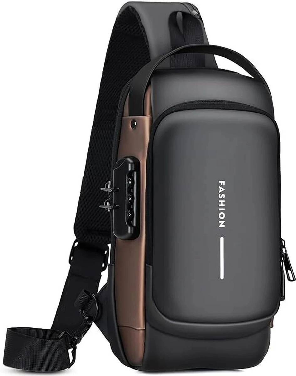 Modinity Black Shoulder Bag Sling Bag for Men |Anti-theft Crossbody Bag USB PU Shoulder Bag — photo 6