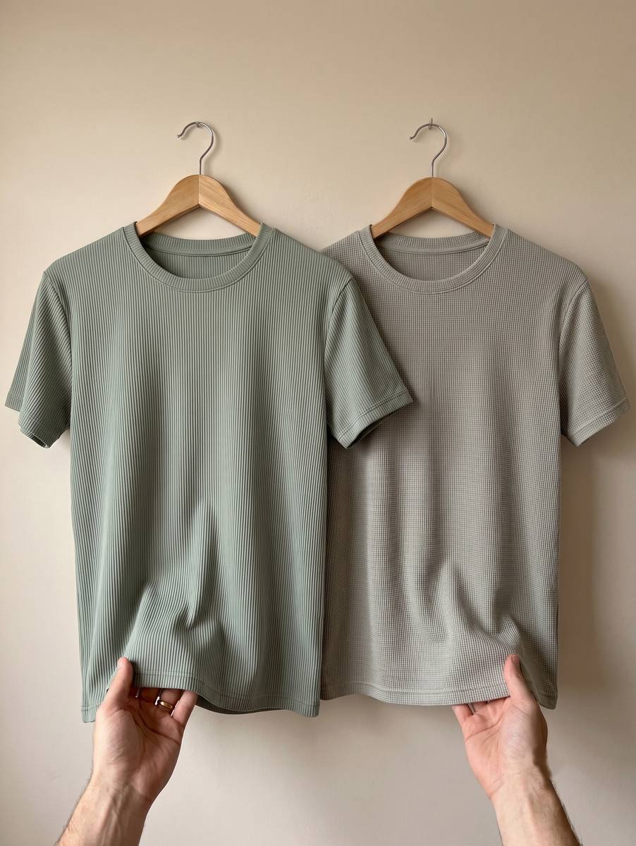 Self Design Men Round Neck Light Green, Grey T-Shirt — photo 5