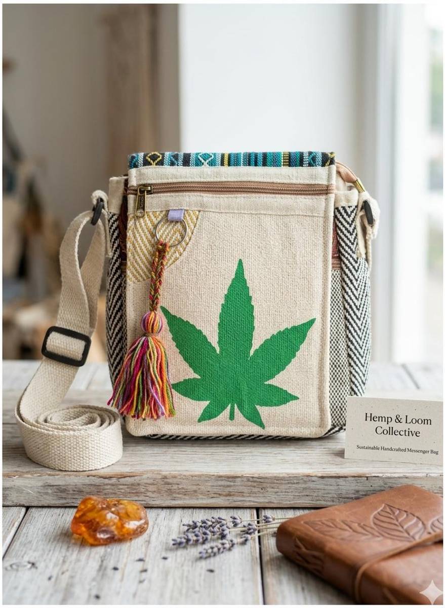 Blooming Enterprises Beige Sling Bag Handmade Hemp Crossbody Sling Bag for Men & Women Bag, Adjustable Shoulder Strap — photo 6