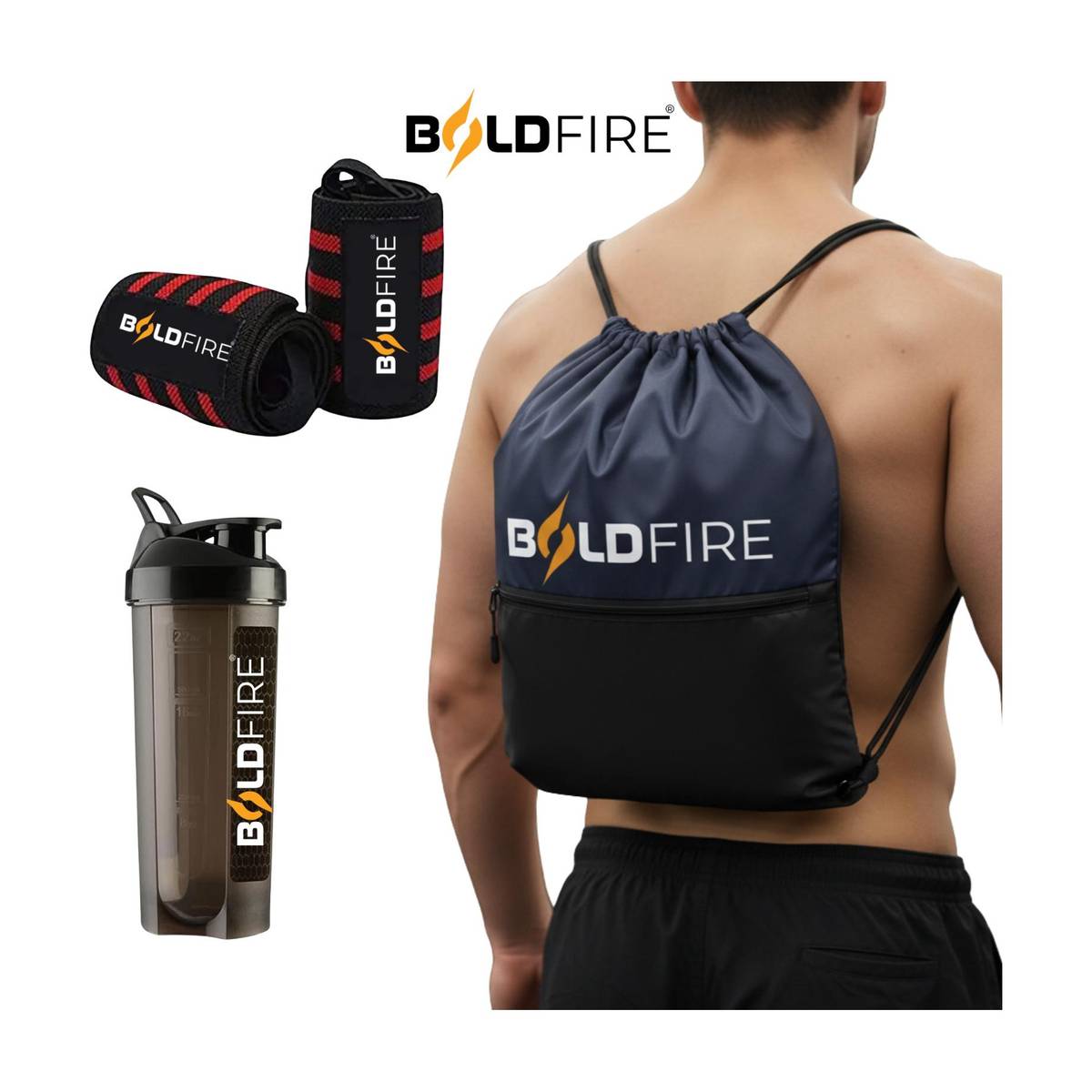 Drawstring Gym Sports Bag with 700 ml Protein Shaker Bottle & Wrist Support — photo 6