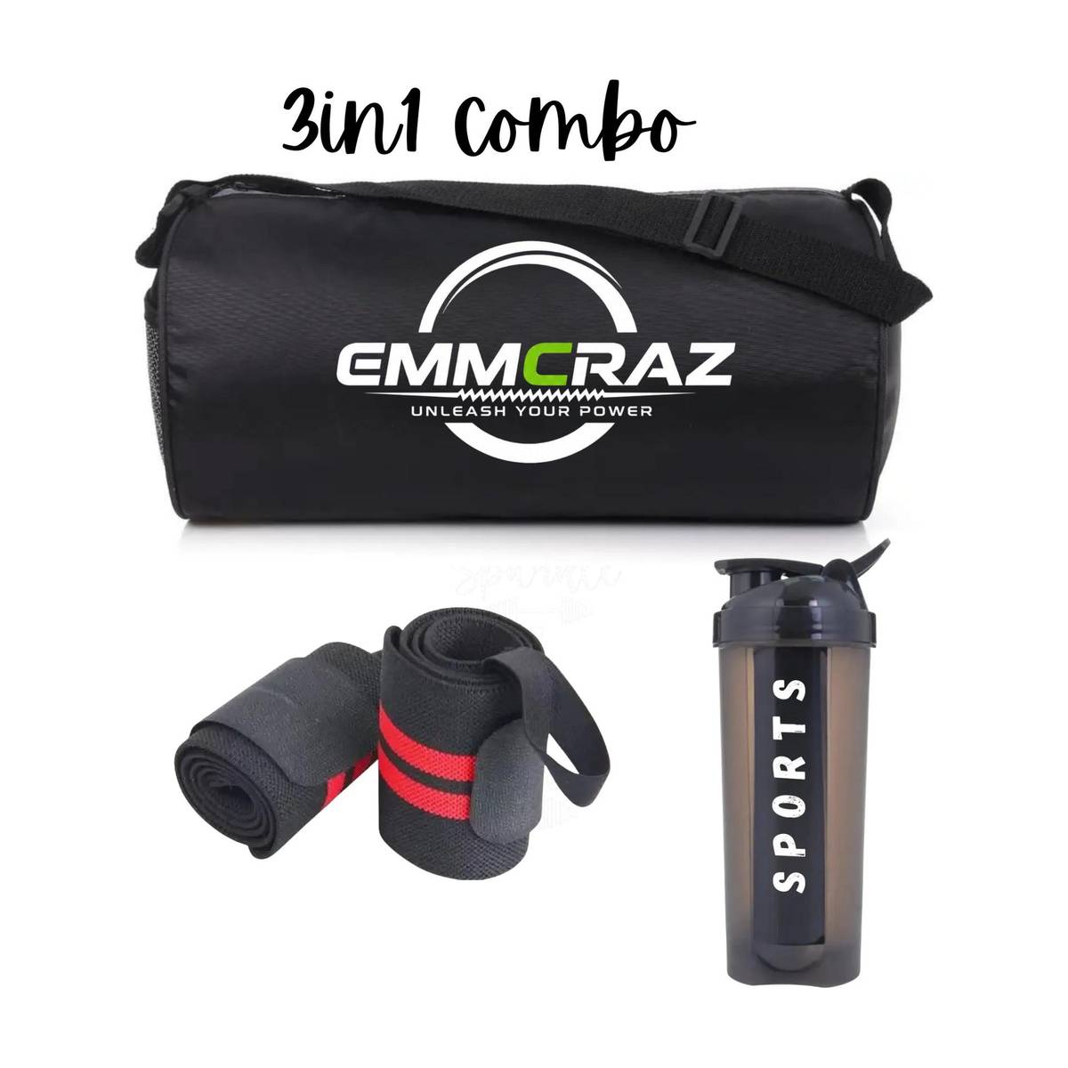 EMMCRAZ Fitness ComboWrist Band With Gym Bag & 700ML Gym Shaker along with wrist support — photo 6