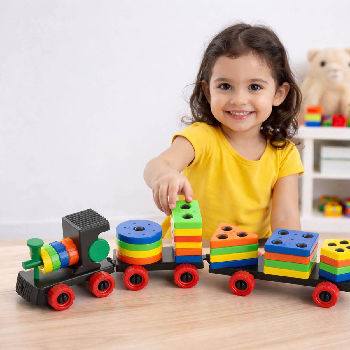 Meetul Enterprise Geometric Train Shape Sorting Stacking Toy for Kids Learning Puzzle — photo 6