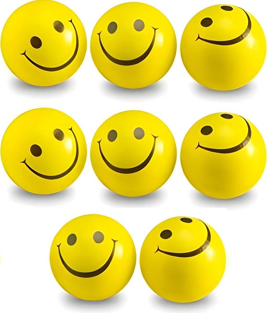 shivay Smiley Face Sponge Soft Funny Yellow Ball, Stress Relief Toy - 8 Pcs - 5 cm — photo 6