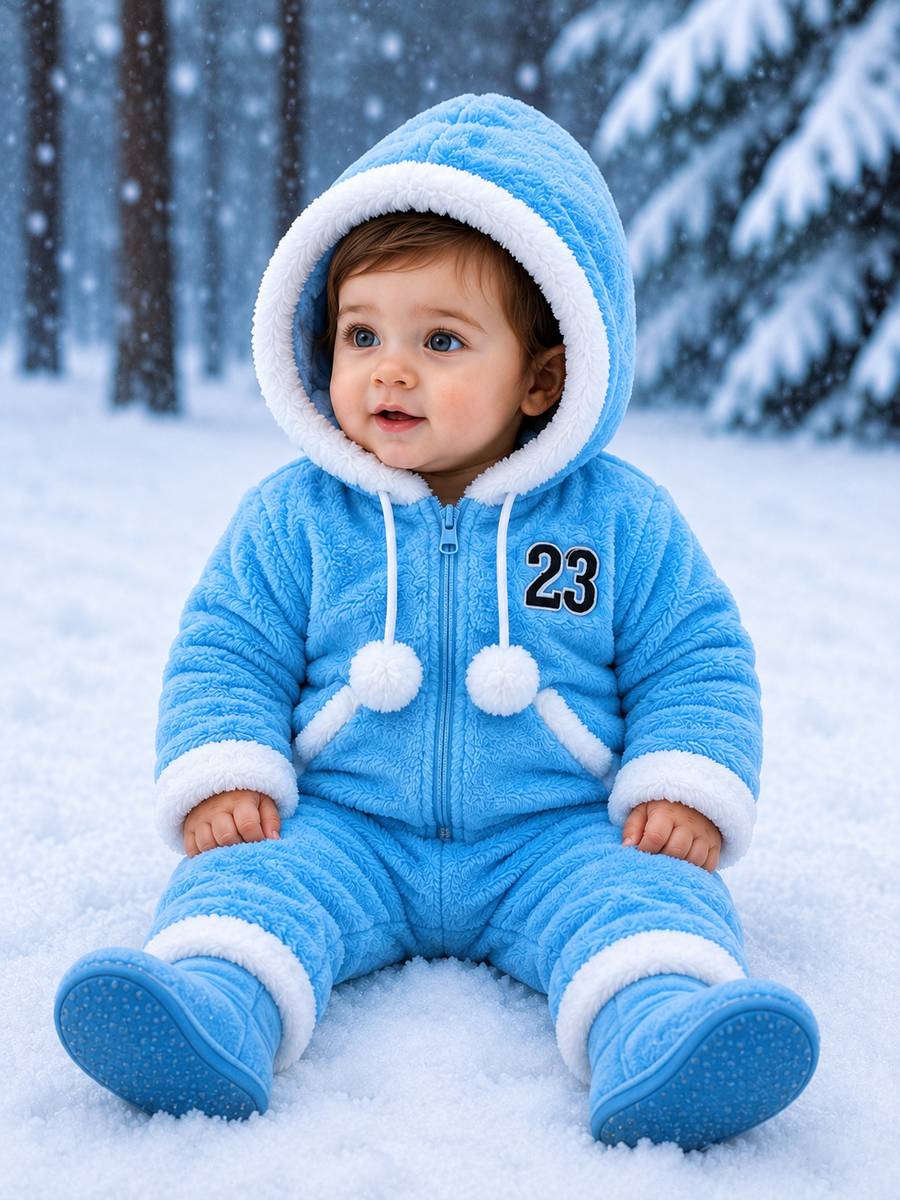 BILZAG Self Design Hooded Neck Casual Baby Boys Light Blue Sweater — photo 4