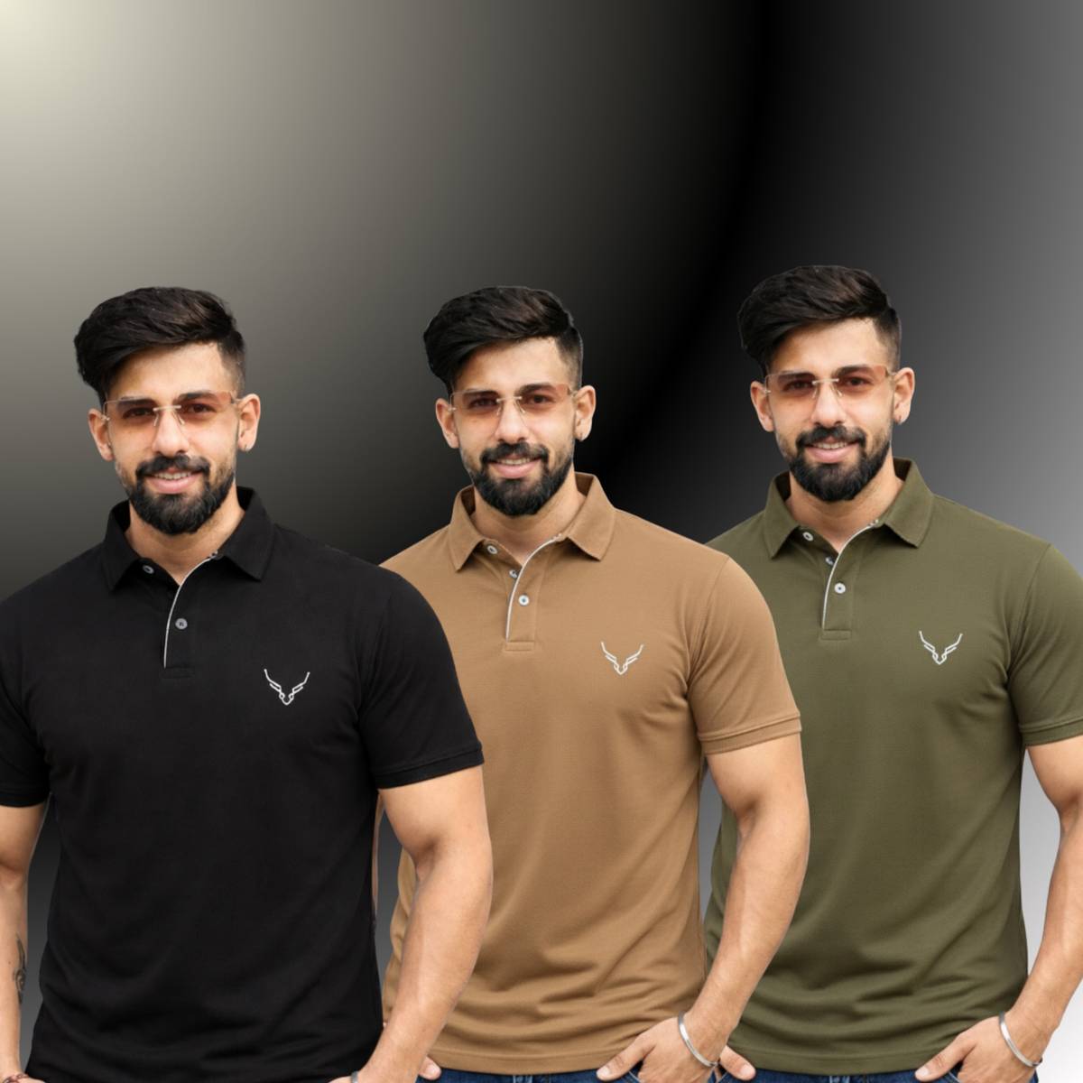 Solid Men Polo Neck Multicolor T-Shirt — photo 3