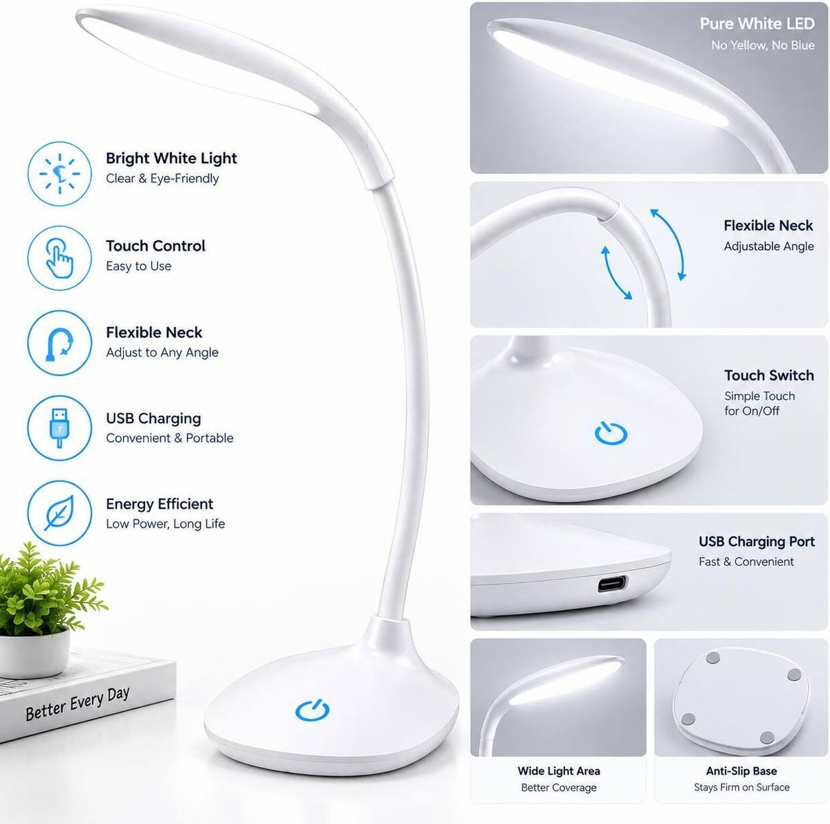 [moderndesings]recharble led study lamp for table touch control Study Lamp — photo 4