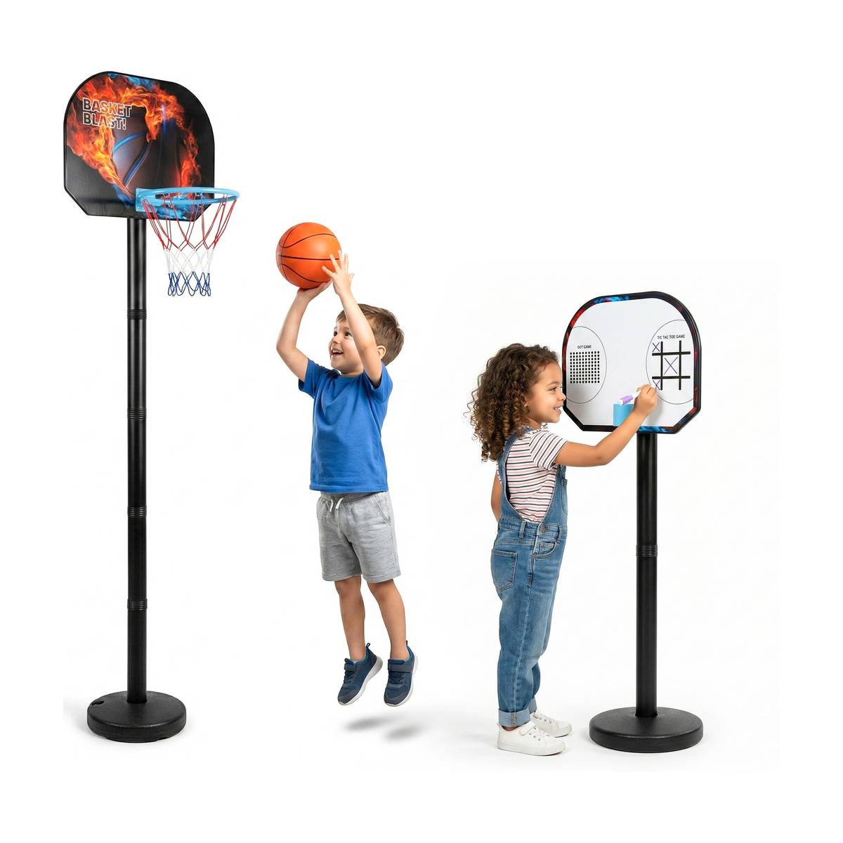 Kidsmate 3-in-1 Basketball Set for Kids, Adjustable Height Basketball Stand, Tic Tac Toe Basketball — photo 6