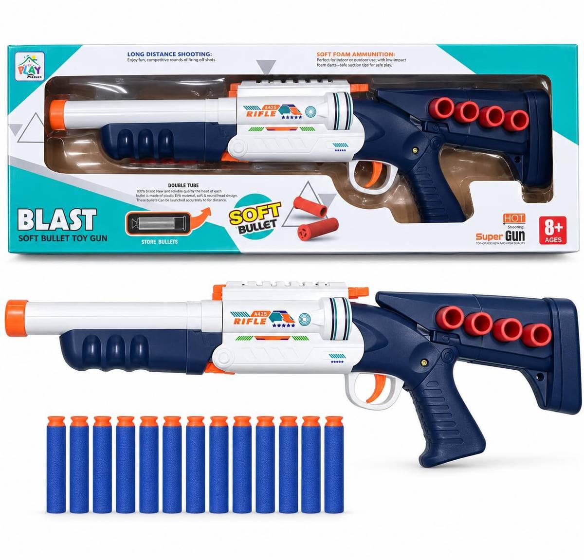 Soft Bullet Toy Gun with 12 Foam Darts for Kids 8+ Years Guns & Darts — photo 6