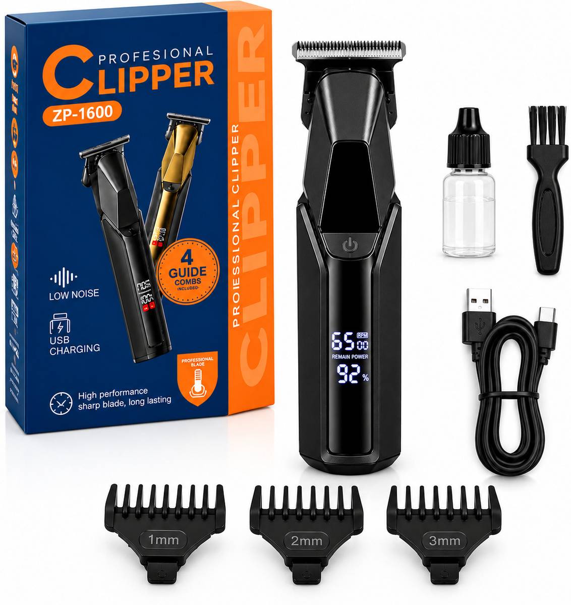 Hair & Beard Trimmer for Men, Cordless T-Blade Trimmer with LED Display Trimmer 120 min  Runtime 3 Length Settings — photo 6