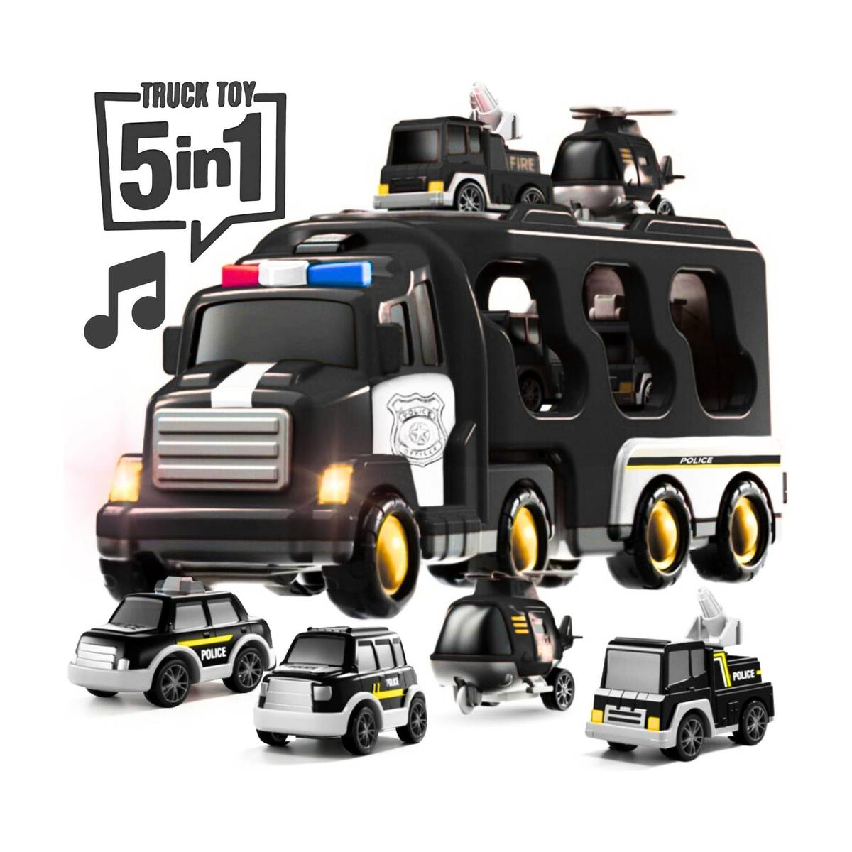 5-in-1 Friction Powered Police Vehicle Set | Music & Lights | Gift for Age 3+ — photo 6