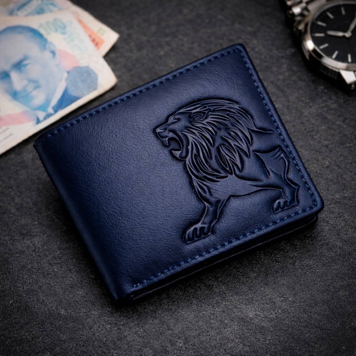 ZYLAR VERSE Men Casual, Ethnic, Evening/Party, Formal, Travel, Trendy Blue Genuine Leather Wallet — photo 4