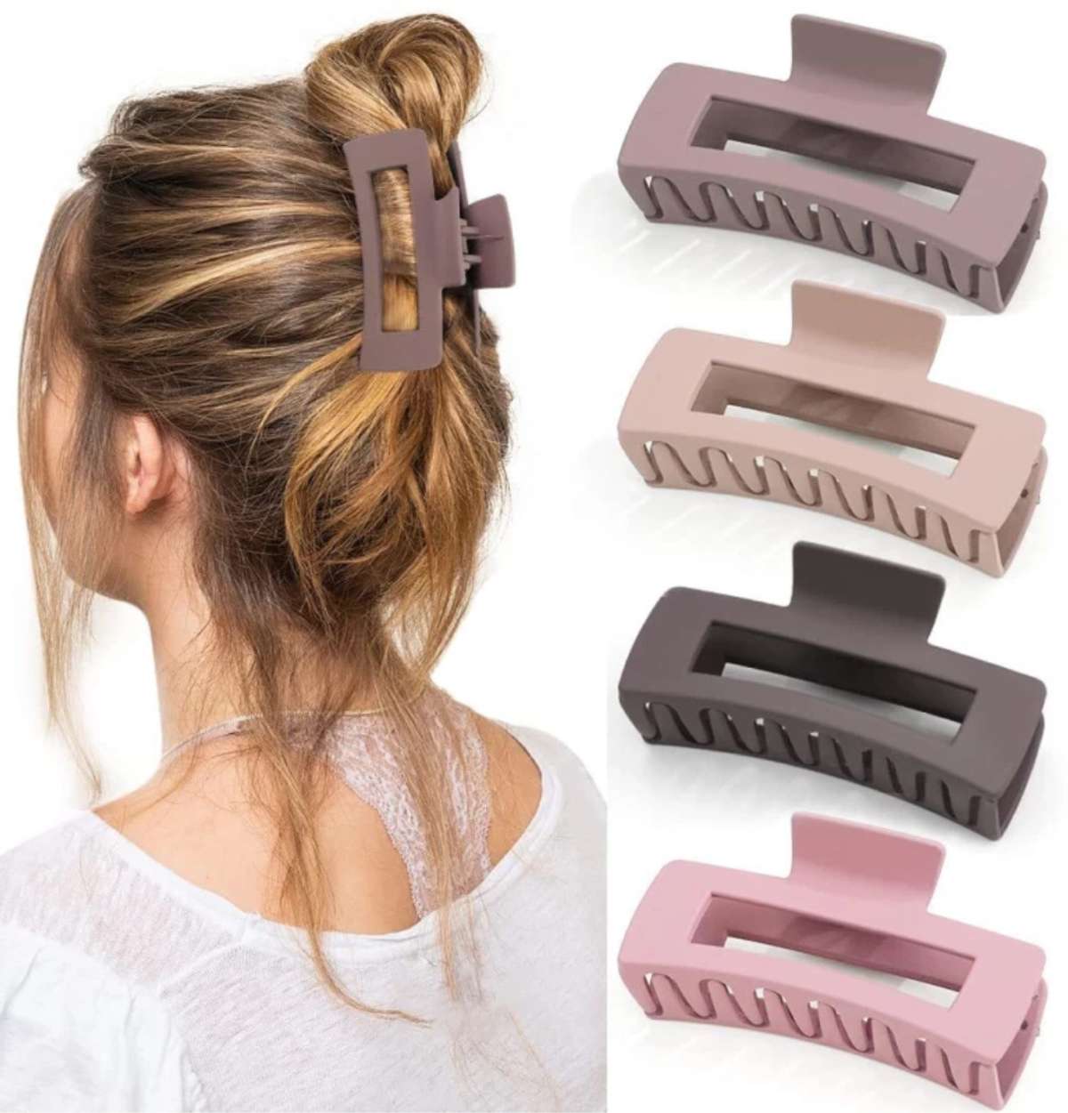 Korean style Women's and Girls Rectangle multi Hair Clutcher Pack of 4