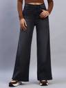 GUTI 
Women Flared High Rise Black Jeans