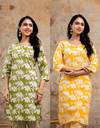 Subhan Textiles Pack of 2 Women Floral Print Cotton Blend A-line Kurta  (Multicolor)
