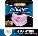 Whisper Super Absorbent Period Panty, M-L Panties Sanitary Pad (Pack of 6) Whisper Super Absorbent Period Panty, M-L Panties Sanitary Pad (Pack of 6)