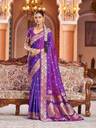 KALKEE FASHION 
Woven Banarasi Jacquard, Pure Silk Saree  (Purple)