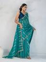 Pbs Prints 
Embroidered Bollywood Tissue Saree  (Blue)