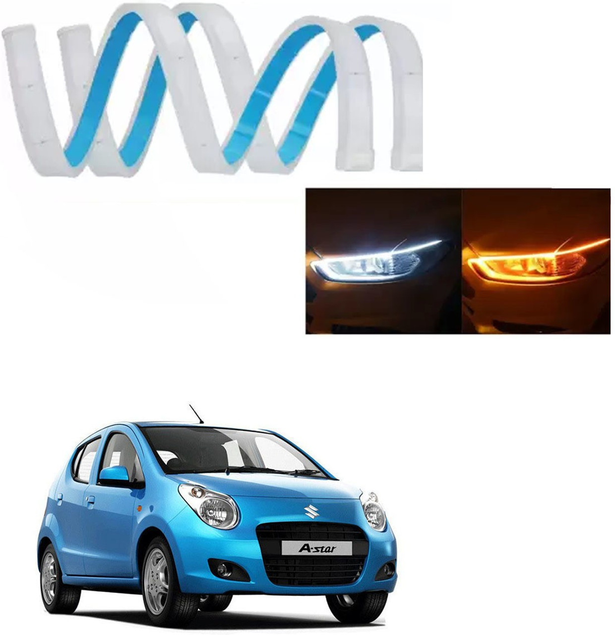 YELLOW WHITE MODIFIED LED CAR STRIP/DRL INDICATOR LIGHT-091 Headlight Car LED 