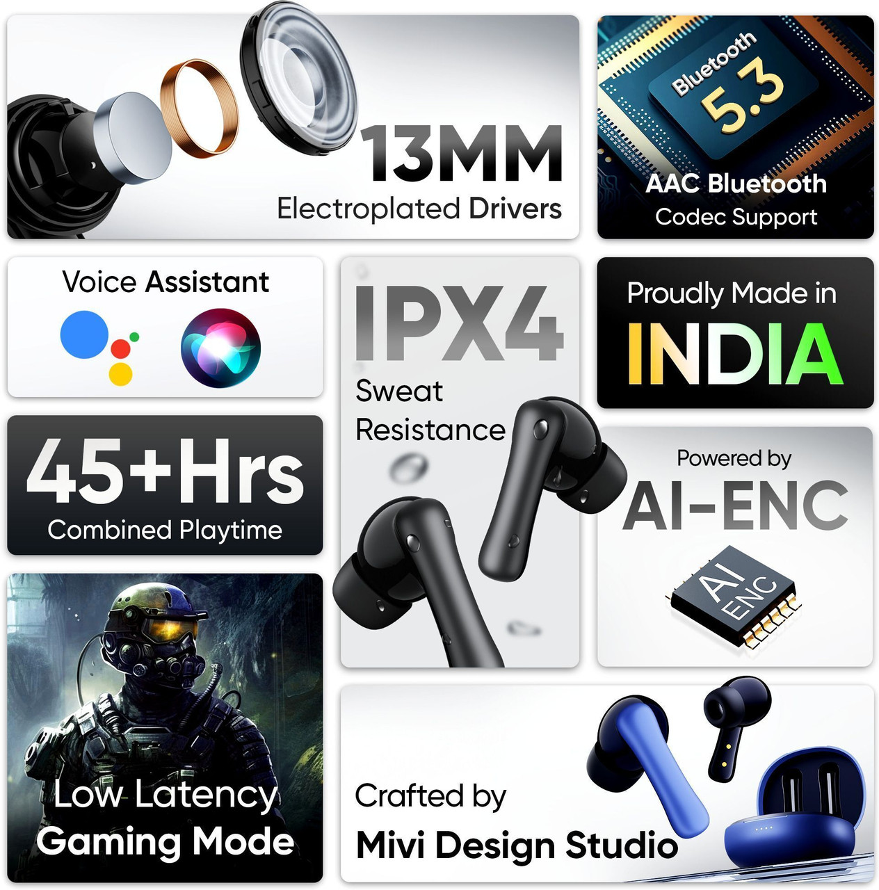 Mivi DuoPods i2 True Wireless Bluetooth Earbuds with AI-ENC for HD Calls true wireless earbud thumbnail 2
