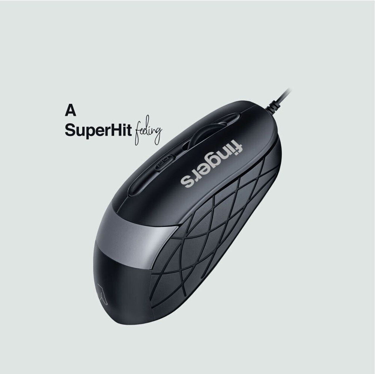 FINGERS SuperHit Wired Mouse with Advanced Optical Technology (Lightweight | Trendy Dual-Tone Design | Works Well with Windows, macOS, Linux) (Matte Black + Steel Grey)