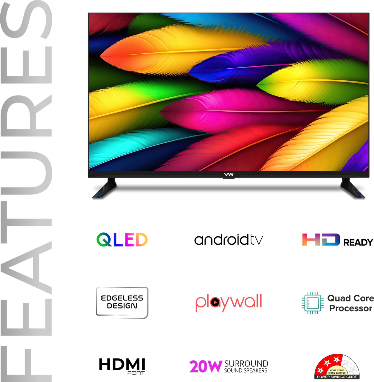 VW OptimaX Series 80 cm (32 inch) QLED HD Ready Smart Android TV 2025 Edition