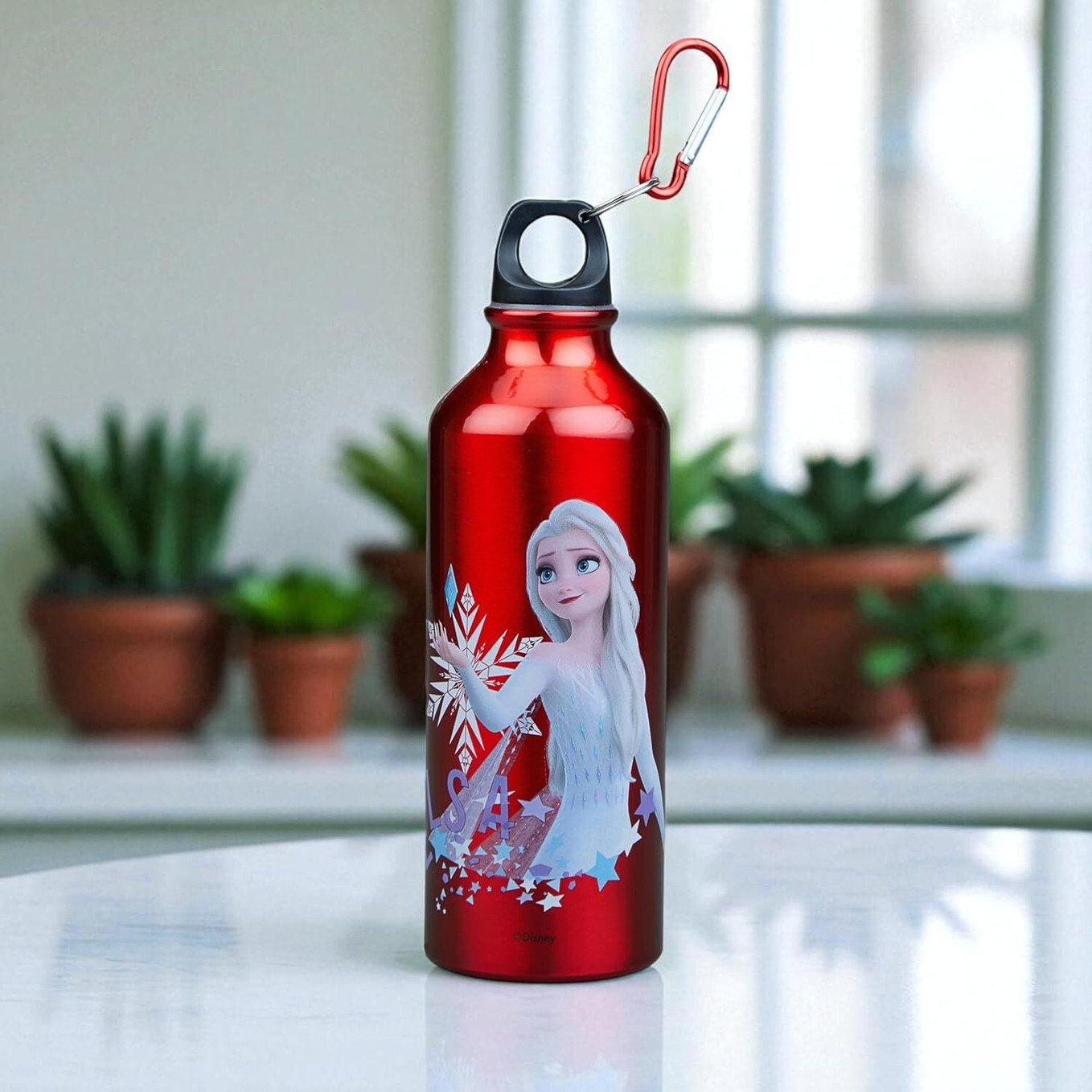 Aluminium Water Bottle Princes Cartoon Printed,Leak-Proof & Durable Eco-Friendly 500 ml Aluminium Bottle (Pack of 1, Red)