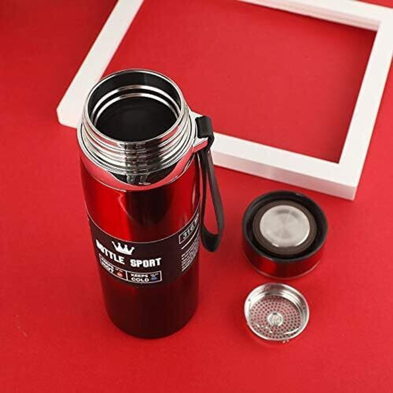 Stainless Steel Insulated,Large-Capacity Portable Sling Insulated Water Bottle 1000 ml Steel Bottle (Pack of 1, Red)