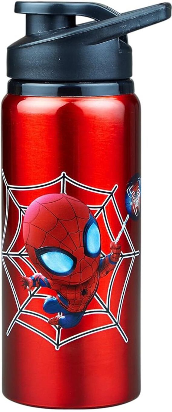 Aluminium Water Bottle for Gym, School,Cartoon Printed,Cycling,Rust-Proof 600 ml Aluminium Bottle (Pack of 1, Red)