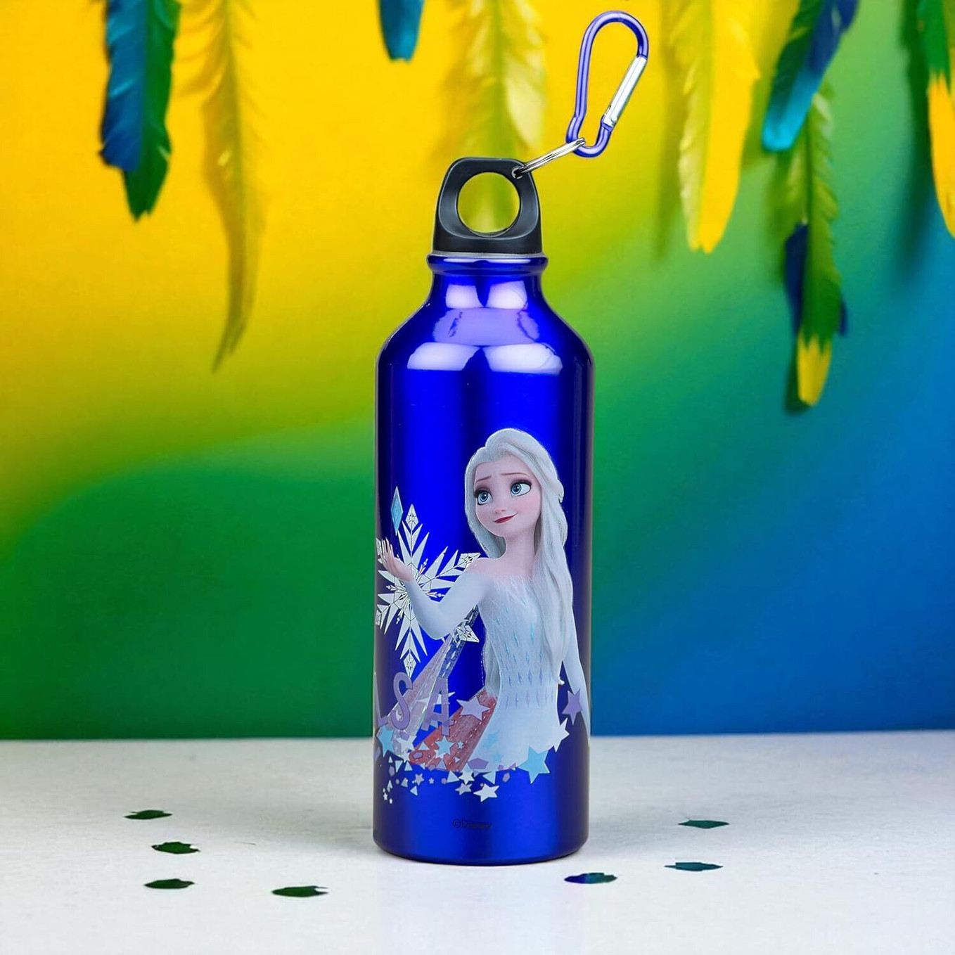 Aluminium Water Bottle Princes Cartoon Printed,Leak-Proof & Durable Eco-Friendly 500 ml Aluminium Bottle (Pack of 1, Blue)