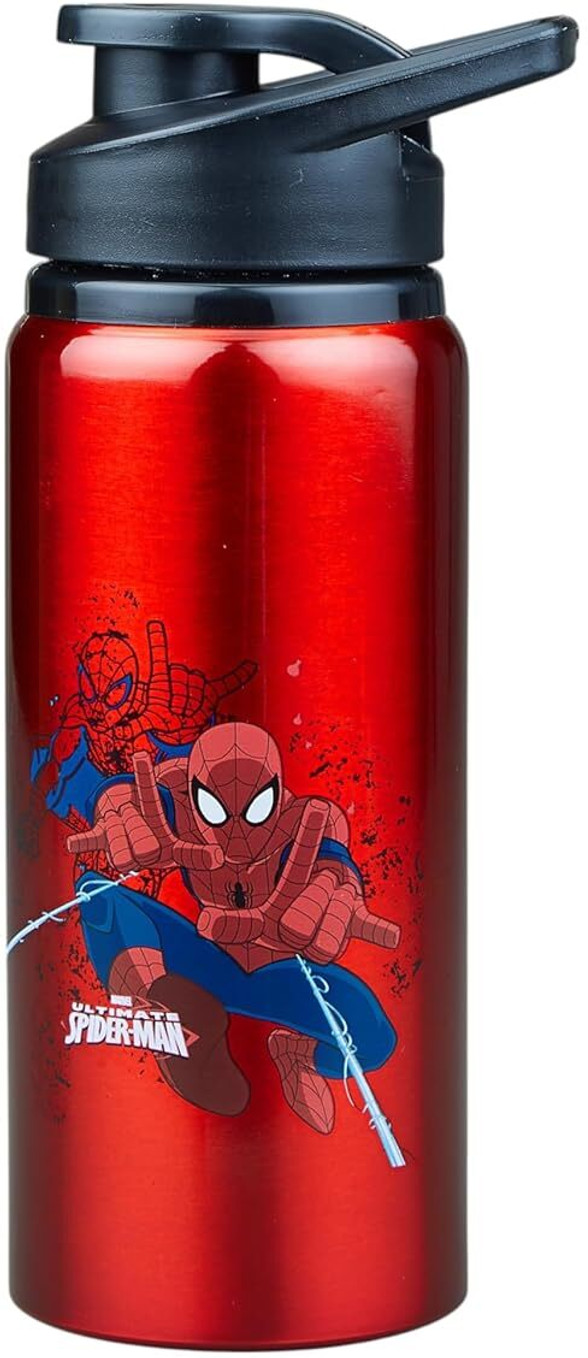 Aluminium Water Bottle for School,Cartoon Printed,Cycling,Rust-Proof 600 ml Aluminium Bottle (Pack of 1, Red)