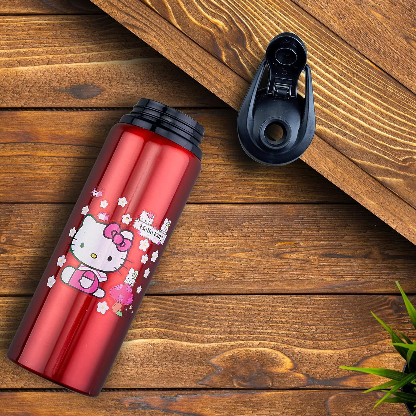 Aluminium Water Bottle Kitty Cartoon Printed,Leak-Proof & Durable Eco-Friendly 750 ml Aluminium Bottle (Pack of 1, Red)
