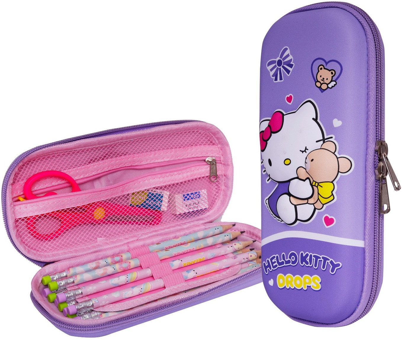 Magical World Hello Kitty Theme Art Plastic Pencil Box (Set of 1, Purple)