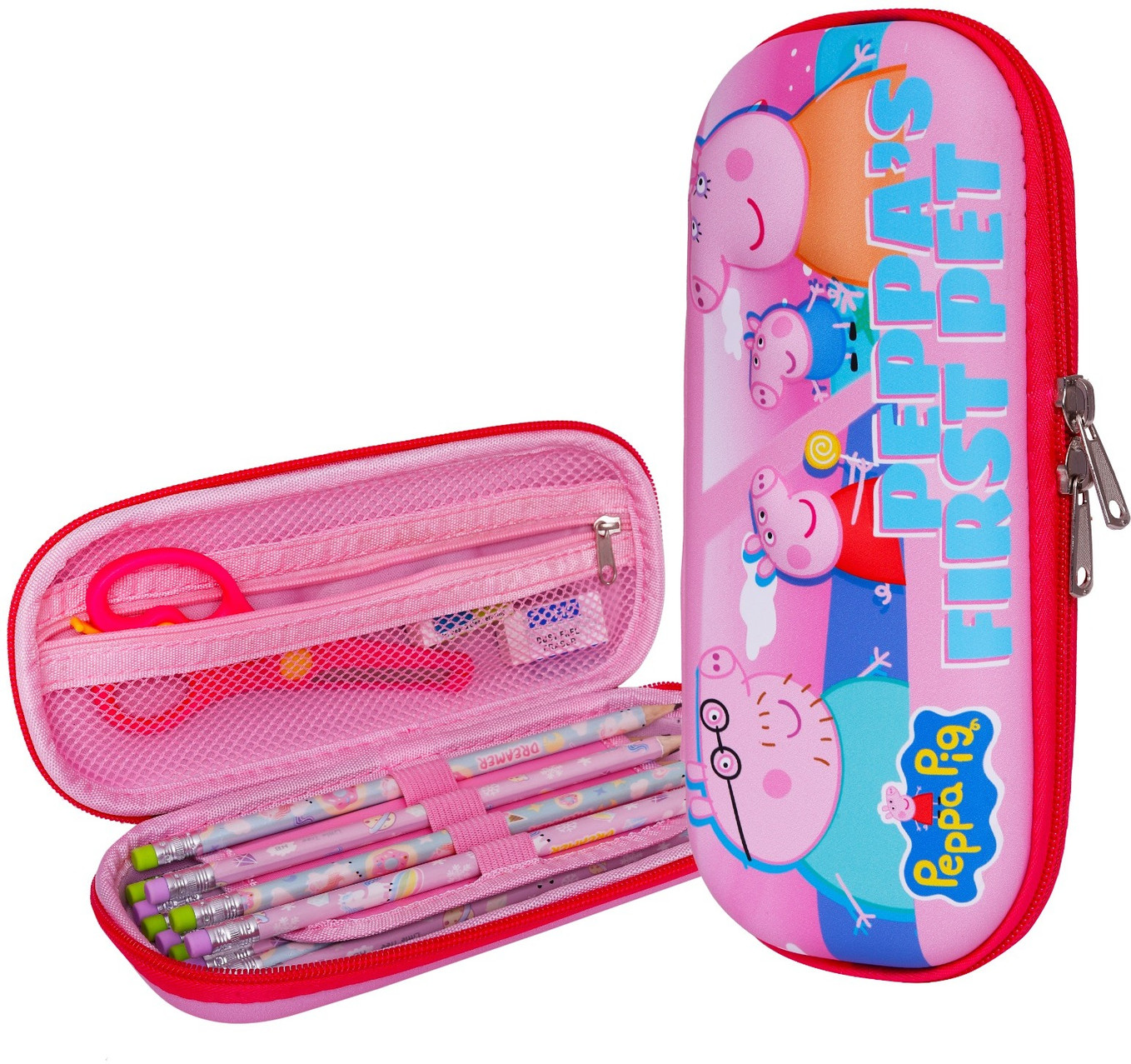 Magical World Peppa Pig Pencil Case Art Plastic Pencil Box (Set of 1, Pink)