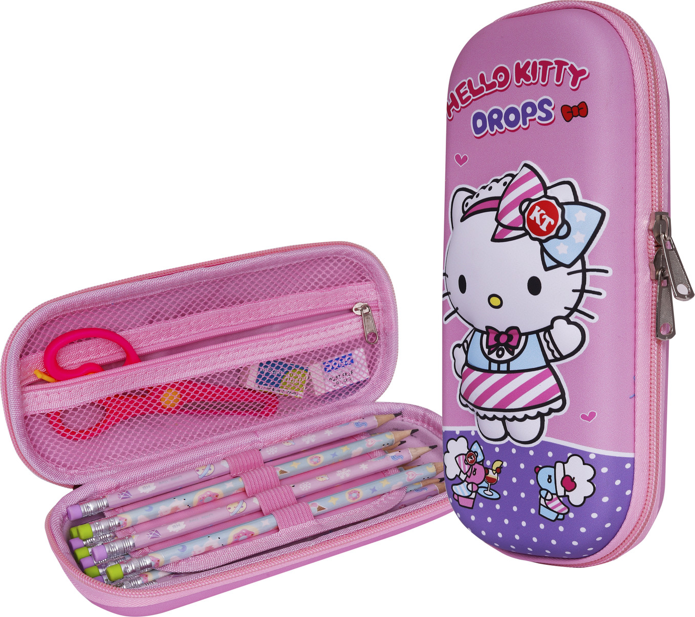 Kitty Cartoon Art EVA Pencil Box (Set of 1, Purple)