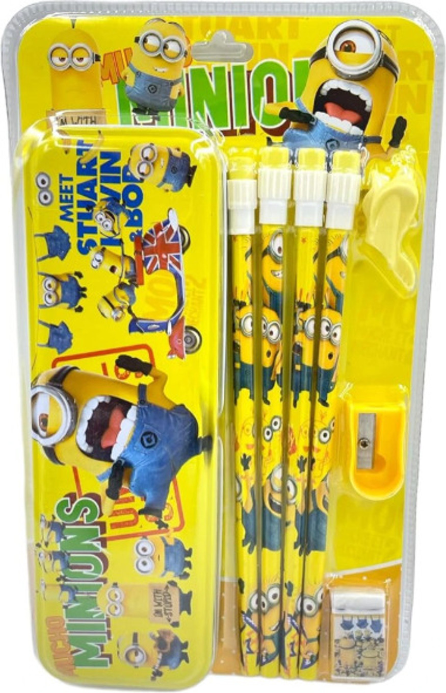 Cartoon Character Pencil Box & Stationery Set Pencil (Set of 7, Yellow)