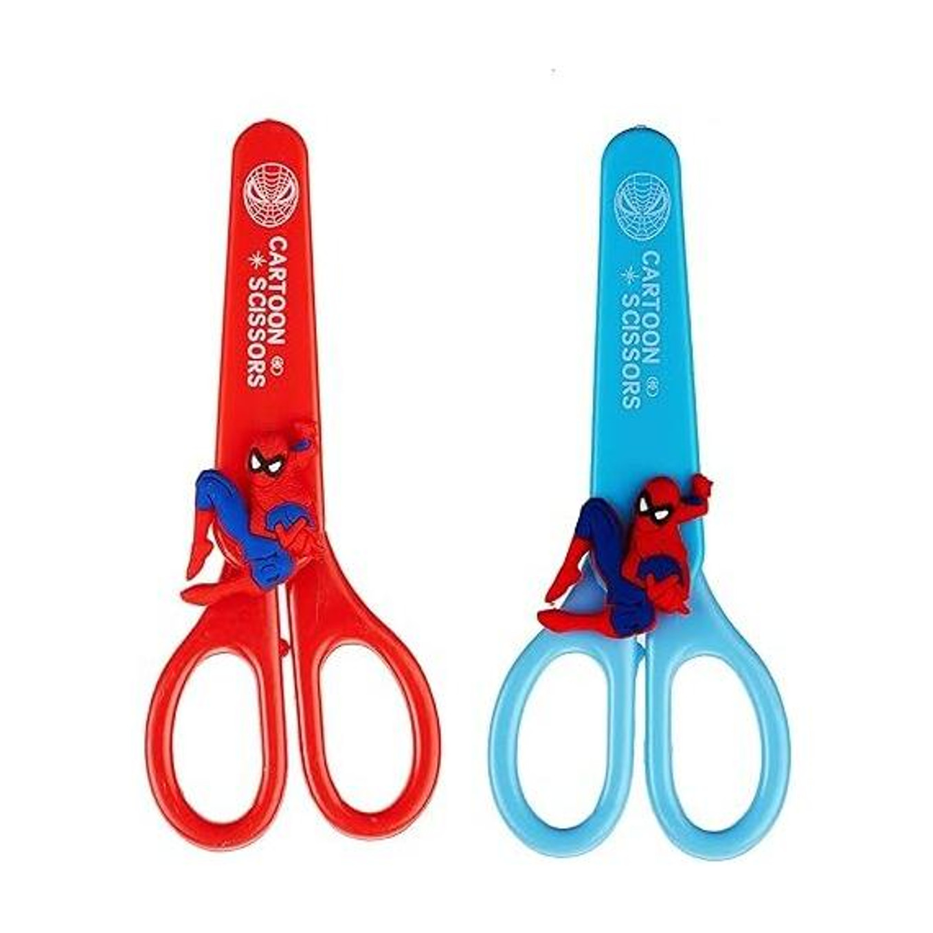 Cartoon Stainless Steel Craft Kawaii Scissor & Safety Cover,Paper Cutting Scissors (Set of 2, Red, Blue)