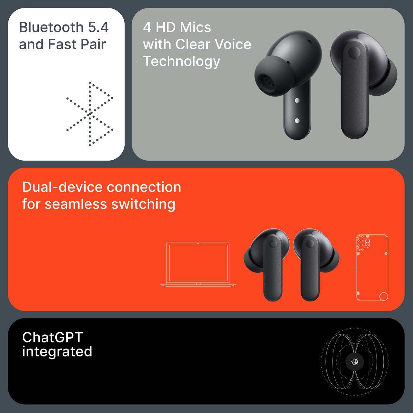 Nothing CMF Buds 2a True Wireless Bluetooth Earbuds with 35.5-Hour Battery Life true wireless earbud price comparison image - view 7