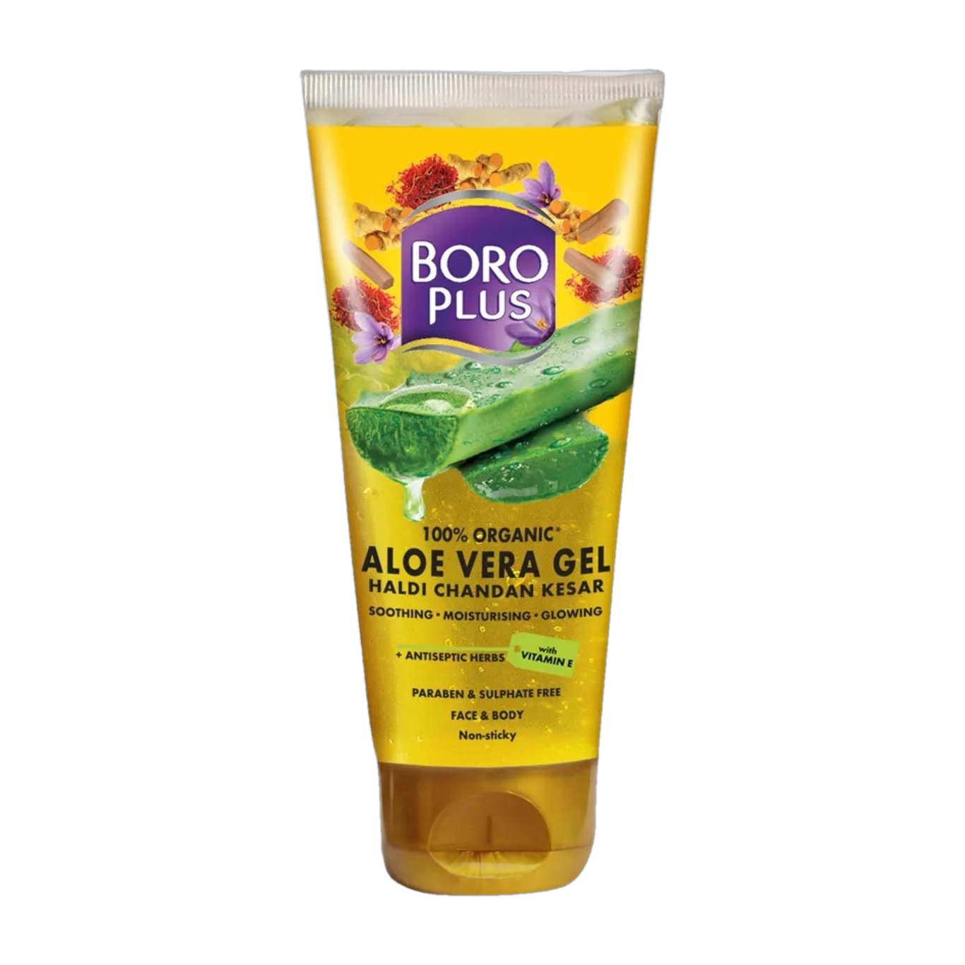 Boroplus Organic Aloe Vera Gel With Haldi, Chandan & Kesar, 60 Ml Tube