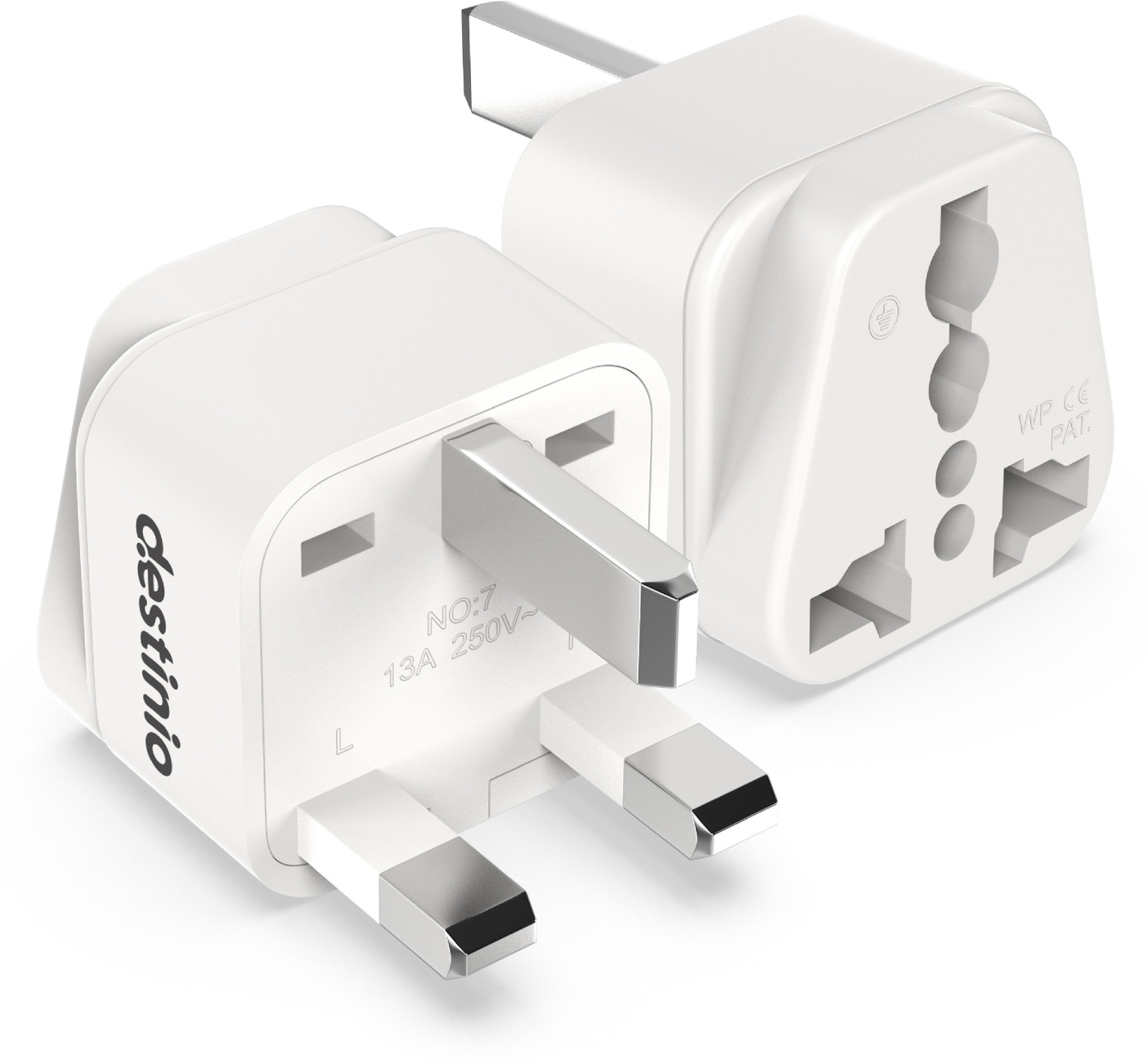 Destinio India to UK Type G Multi Plug 2 Socket Universal Travel Worldwide Adaptor (White)