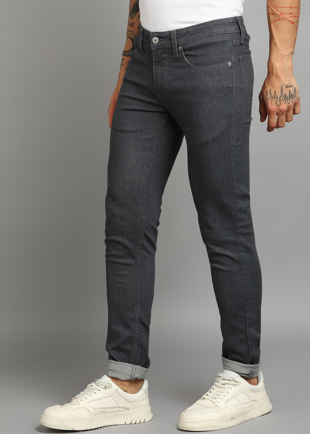 FLYING MACHINE Men Skinny Low Rise Grey Jeans